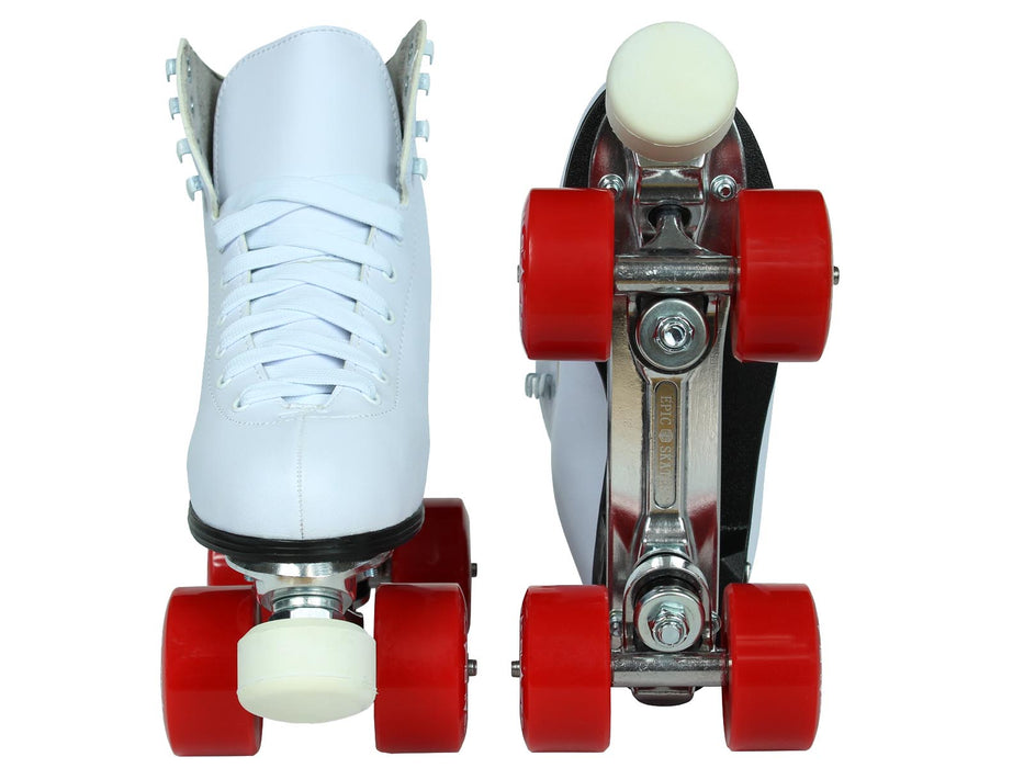 Epic Classic White & Red Quad Roller Skates