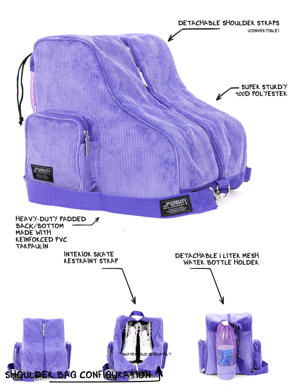 Fydelity Freewheelin' Roller Skate Backpack Bag (Multiple Colors)