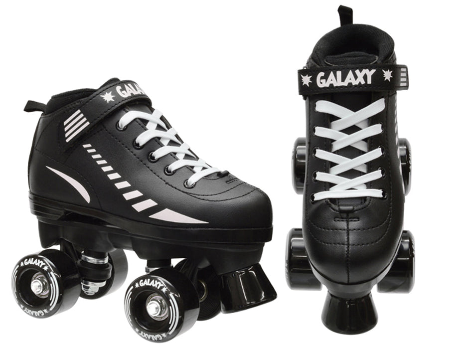 Epic Galaxy Elite Black Quad Roller Skates Package