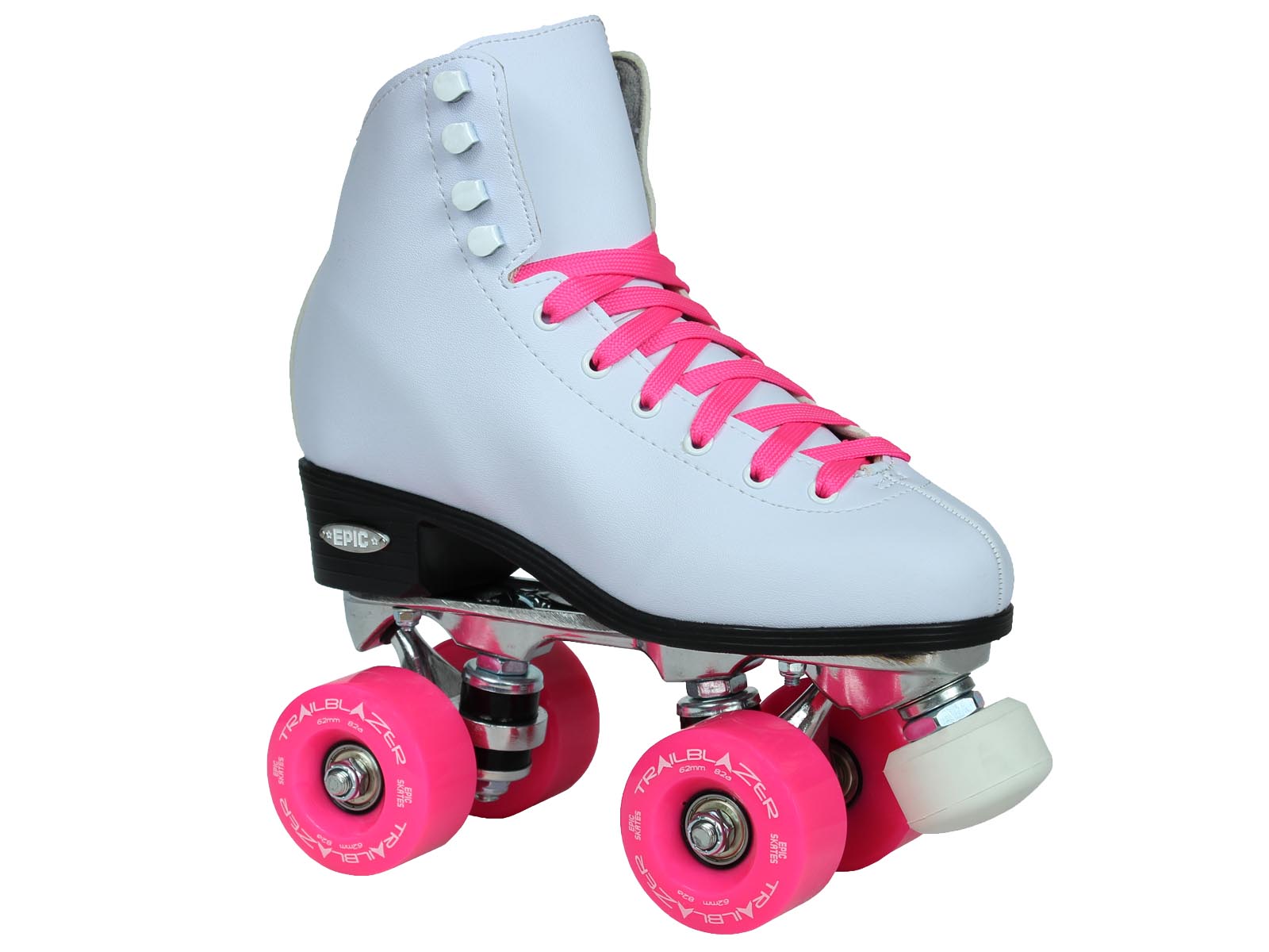 Epic Classic White & Pink Quad Roller Skates