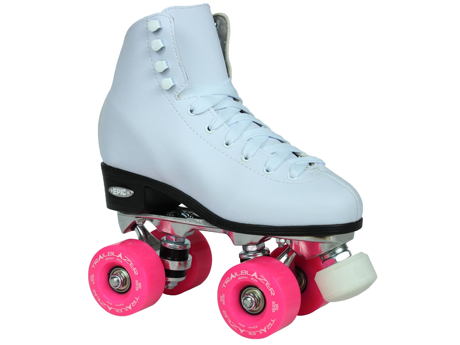Epic Classic White & Pink Quad Roller Skates