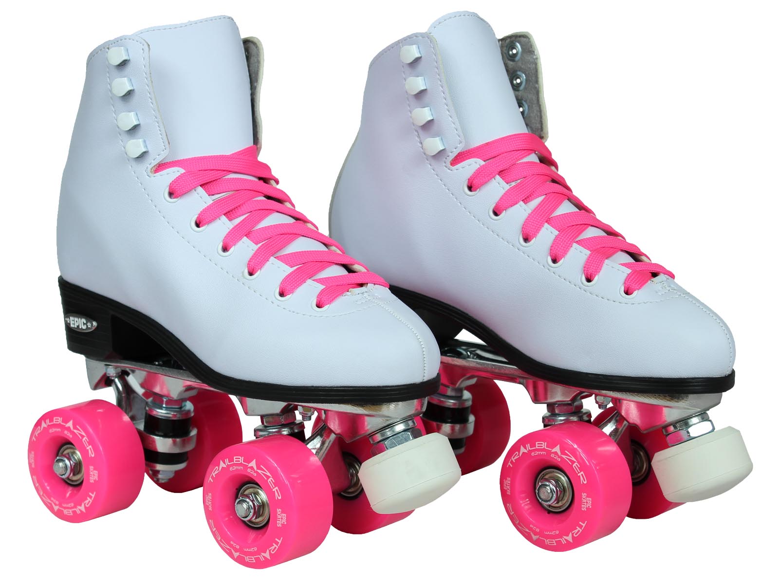 Epic Classic White & Pink Quad Roller Skates