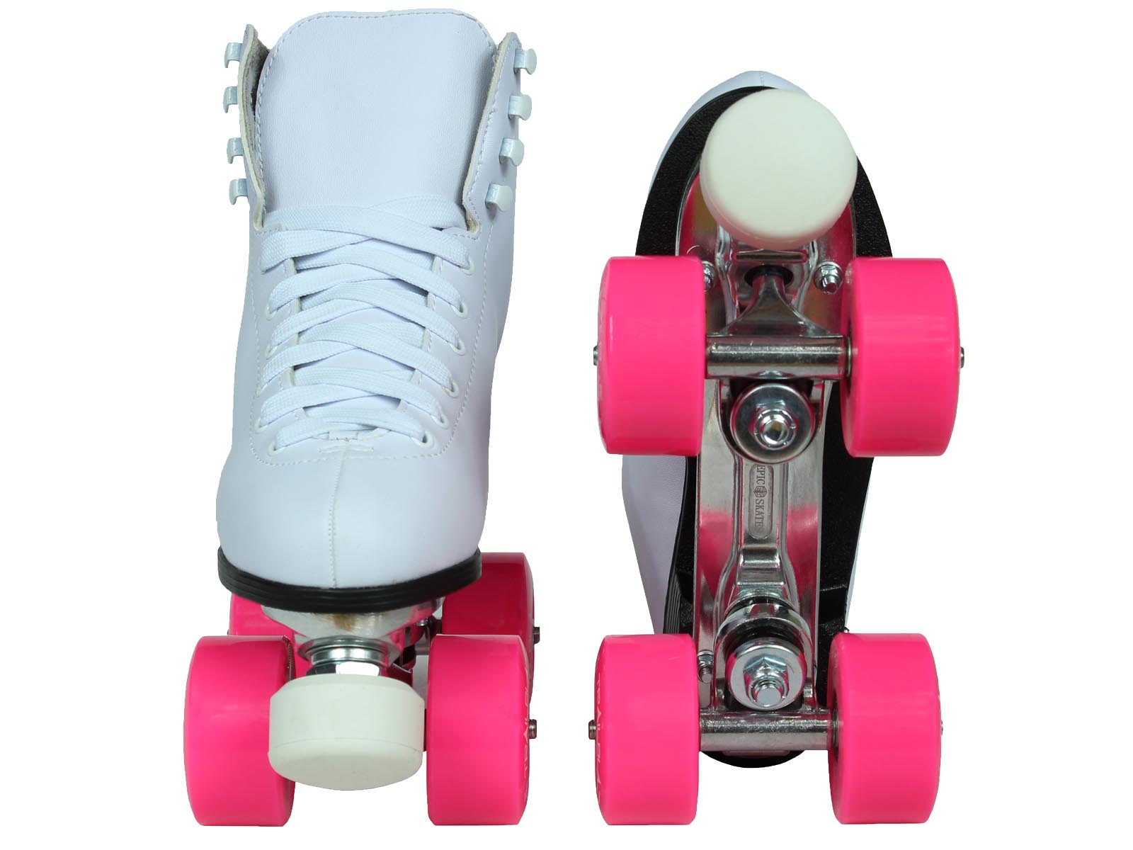 Epic Classic White & Pink Quad Roller Skates