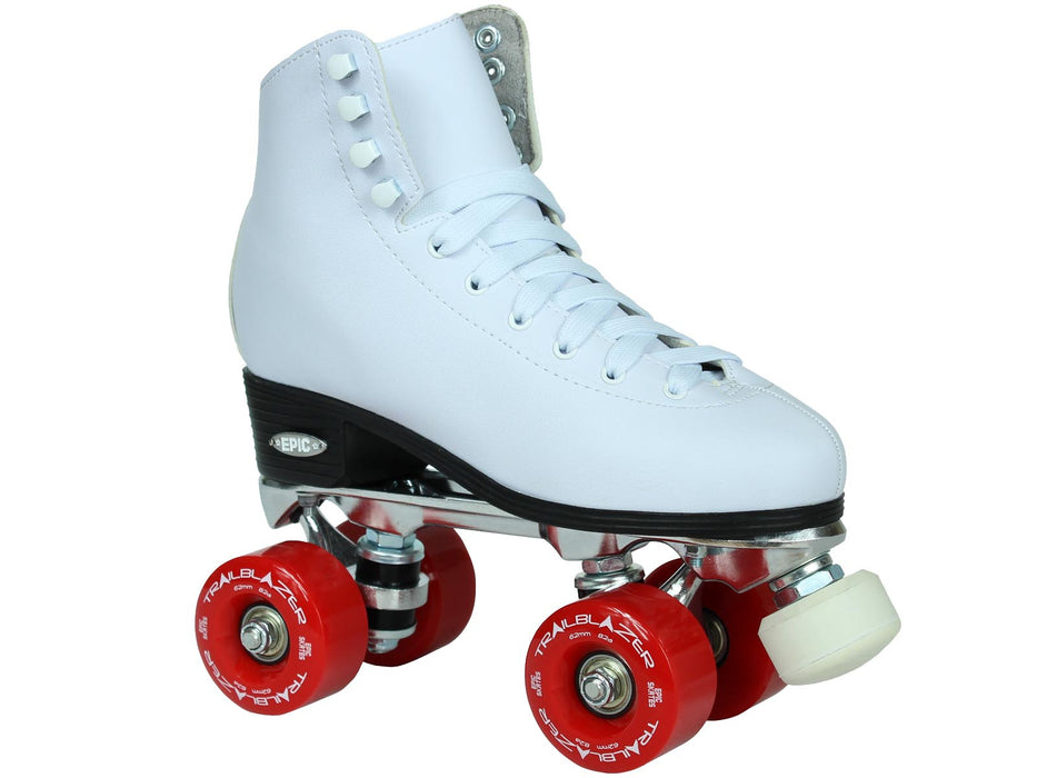 Epic Classic White & Red Quad Roller Skates