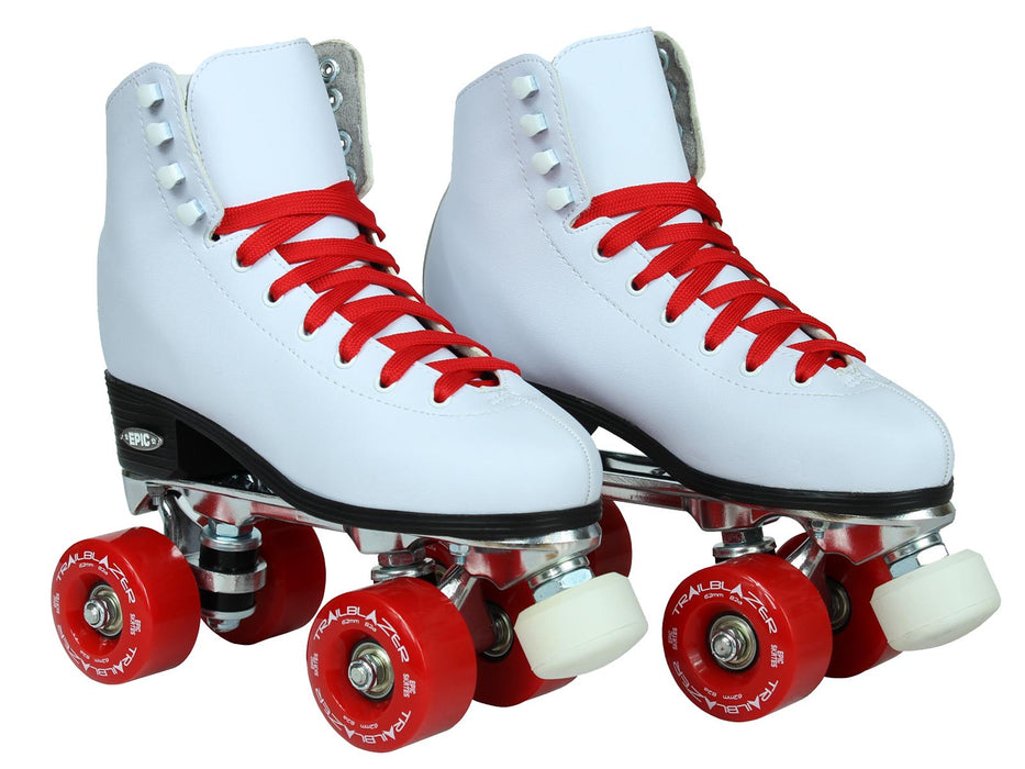 Epic Classic White & Red Quad Roller Skates