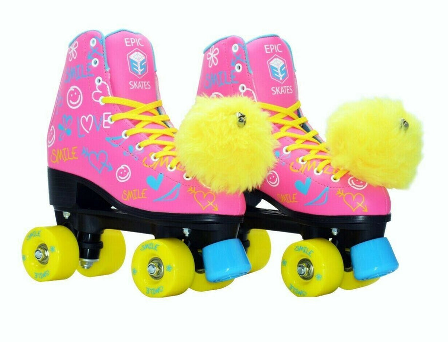 Epic Purple Butterfly Quad Roller Skates w/ White Twilight LED Light Up Wheels e Epic Purple Butterfly Quad Roller Skates w/ White Twilight LED Light Up Wheels e